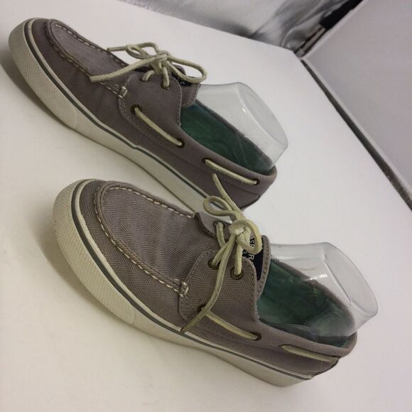 Sperry Top Siders Bahama with Gray Herringbone Cotton Canvas for Wormen - Picture 2 of 10